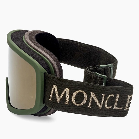 Moncler Army Green Gold Ski Snow Goggles New Never Worn W/Original Case - Picture 4 of 13